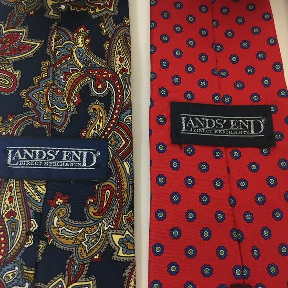 Lands' End MEN'S TIE CASUAL RED SILK MADE IN USA Business Casual Bundle OF 3 - Picture 5 of 10